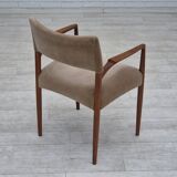 1960s, Danish chair, solid teak wood, furniture velour.