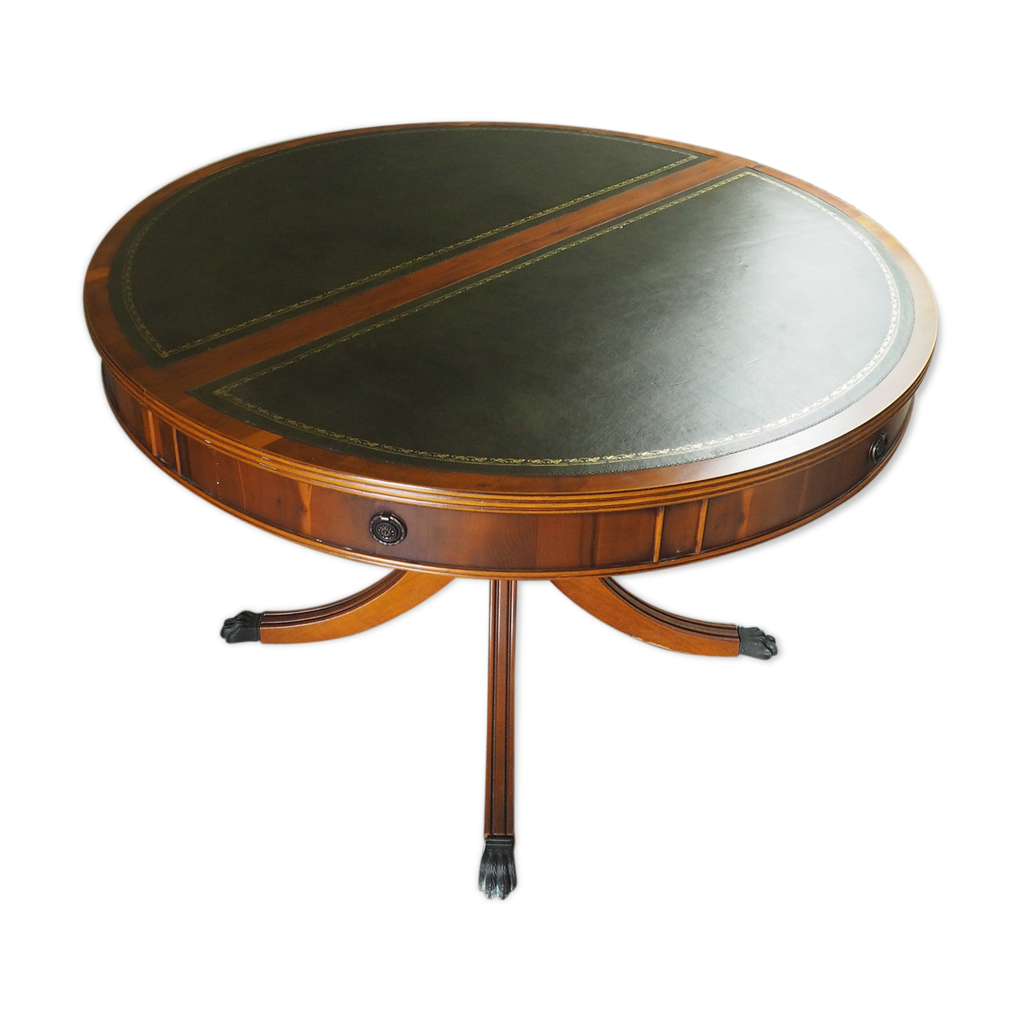 English-style wooden and leather table