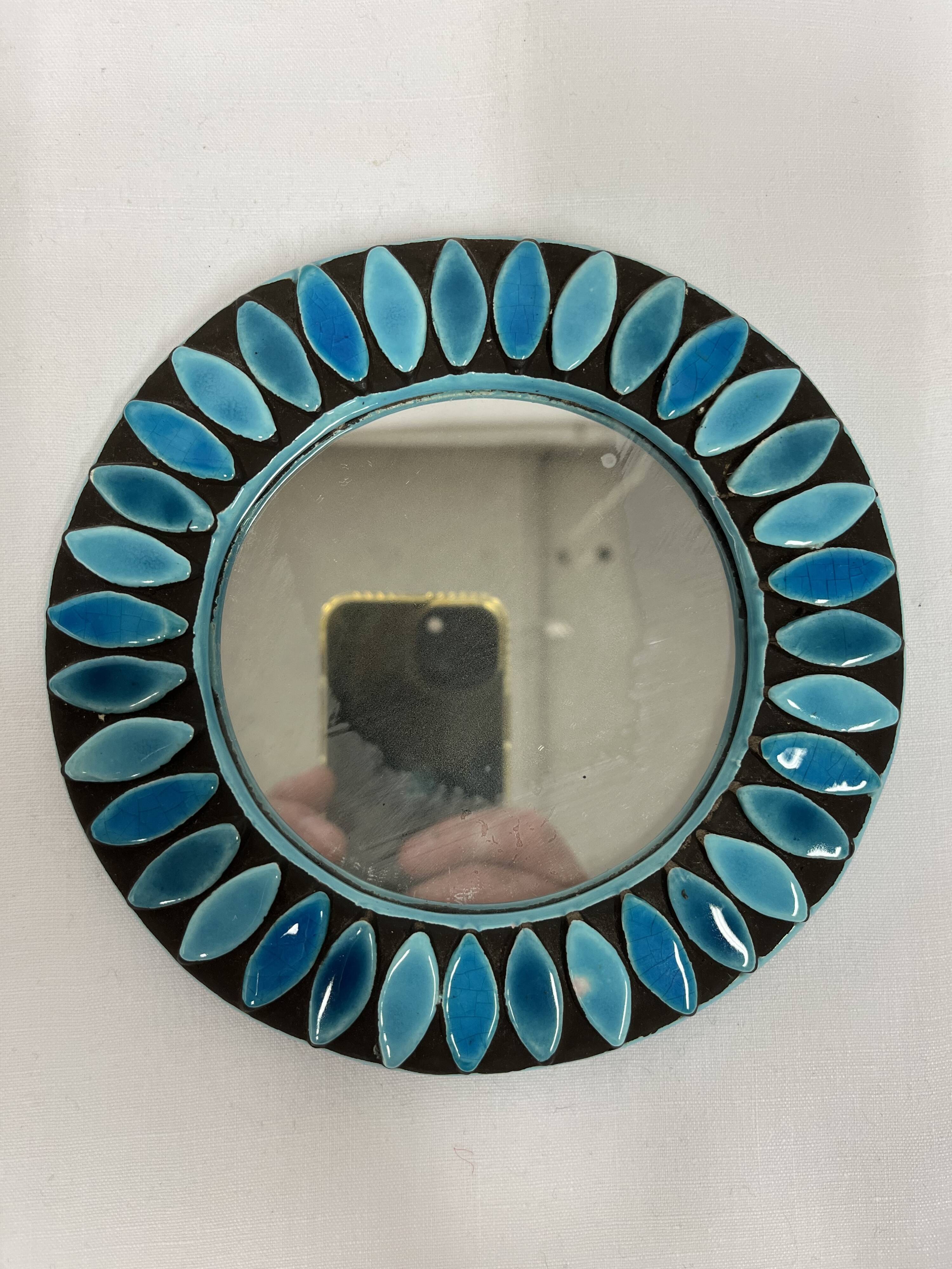 Miroir De Poche Céramique Turque - Cadre Floral Argenté - Miroir Grossissant - Idée Cadeau