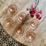 Set of 6 cups and vintage saucer in rosaline from Arcoroc