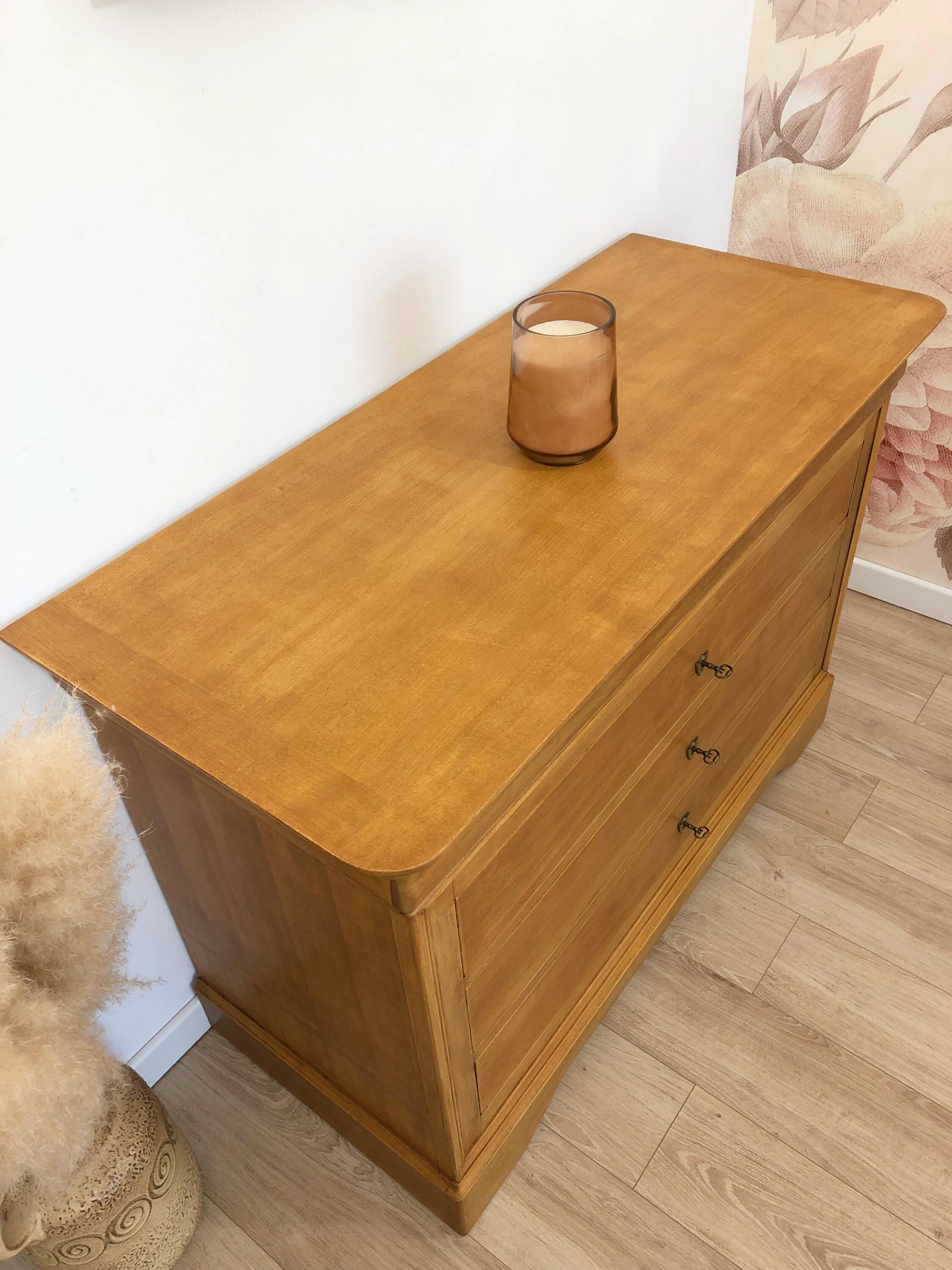 Louis Philippe style chest of drawers in solid cherry wood