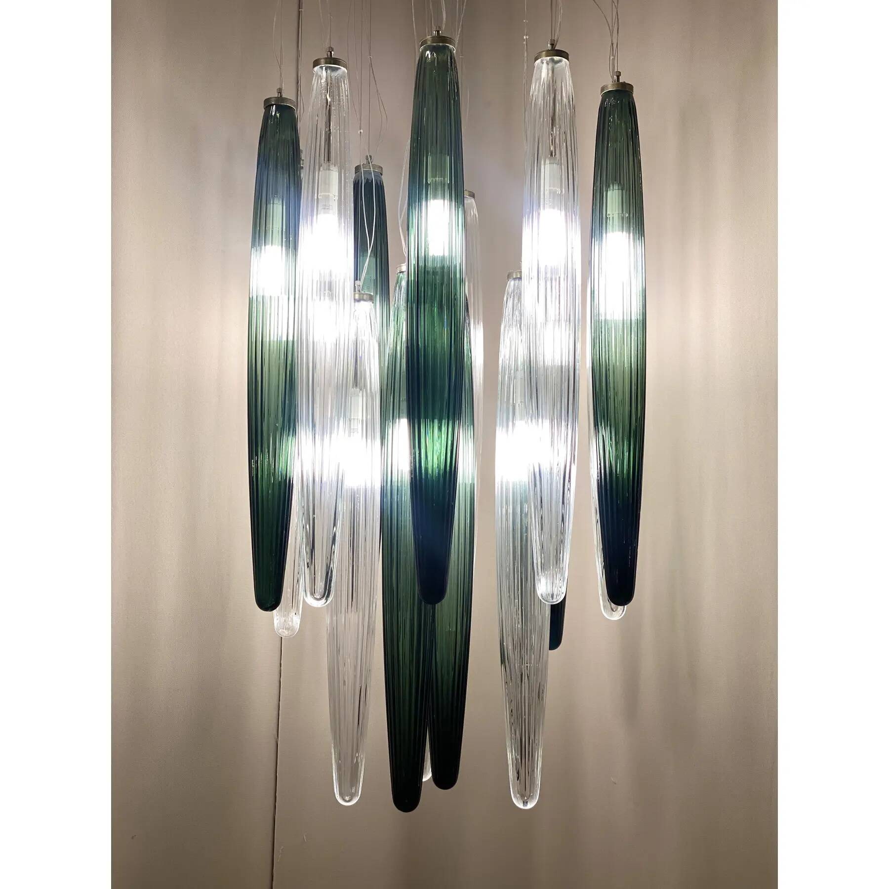 Contemporary Luxury Italian Green "Swords" Murano Glass Cascade by Simoeng