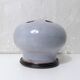 Vintage design stoneware flower frog, signed ball vase