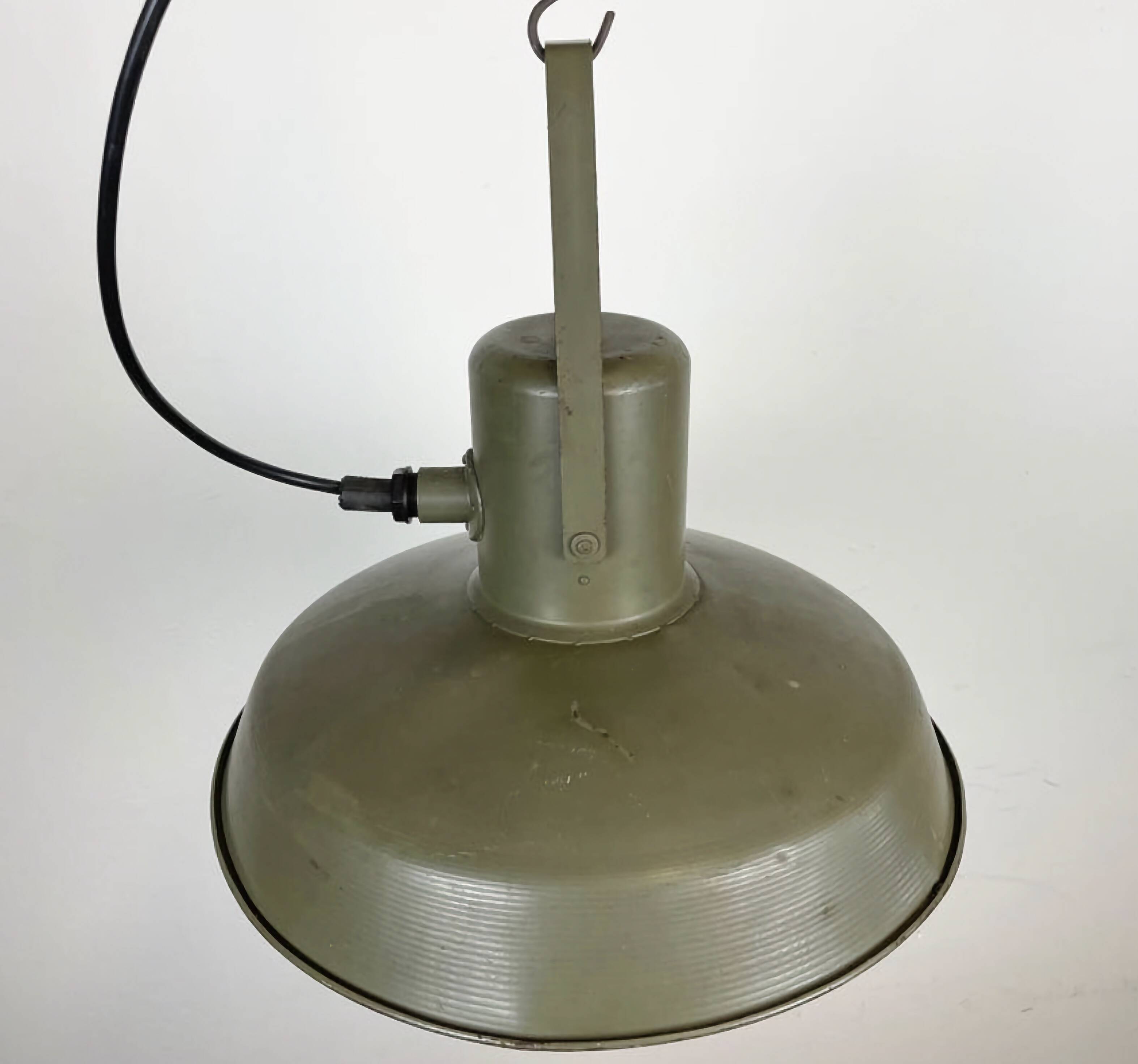 Vintage Green Army Pendant Lamp, 1960s