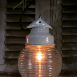 Industrial lamp in glass and metal