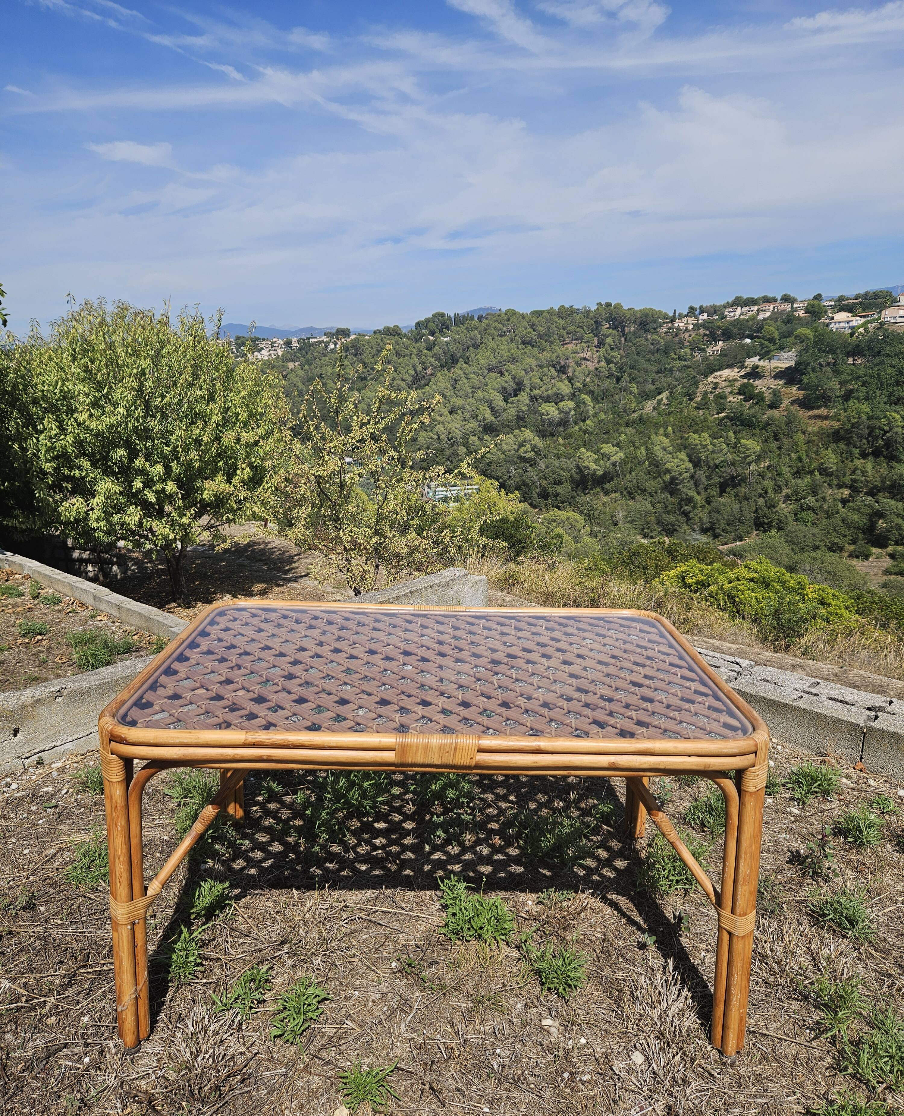 Rattan and bamboo dining table