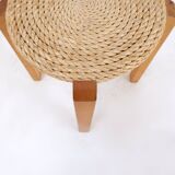 Vintage Four-Legged Organic Woven Stool
