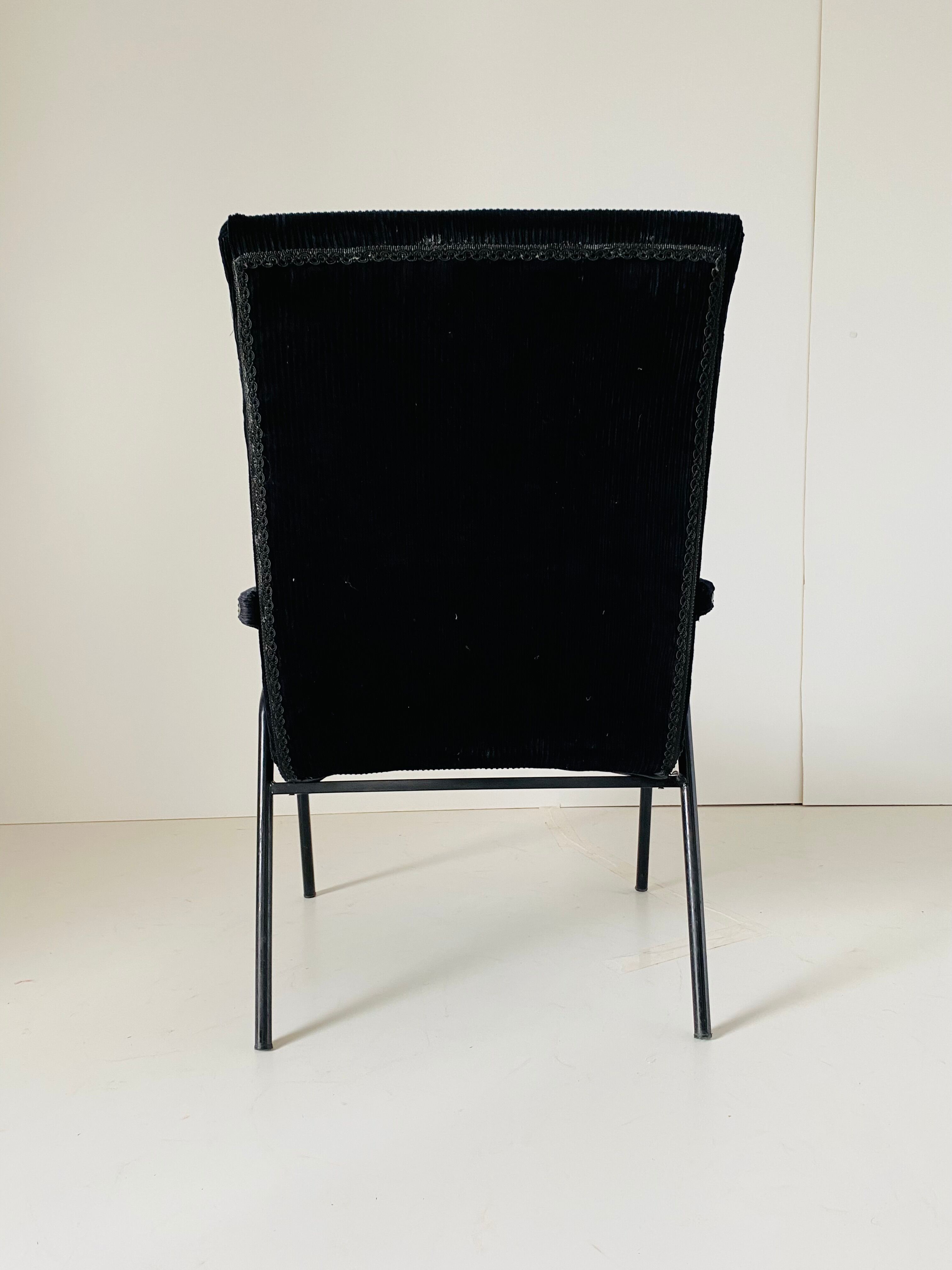 1960s vintage black velvet armchair