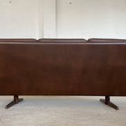 Vintage retro danish mid-century g. thams 3 person sofa in brown leather