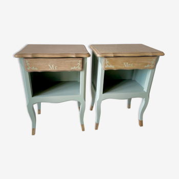 Pair of revamped Mr & Mrs bedside tables