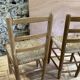 Pair of rustic-style vintage straw wood brutalist chairs
