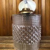 Old molded glass pendant lamp + vintage golden support