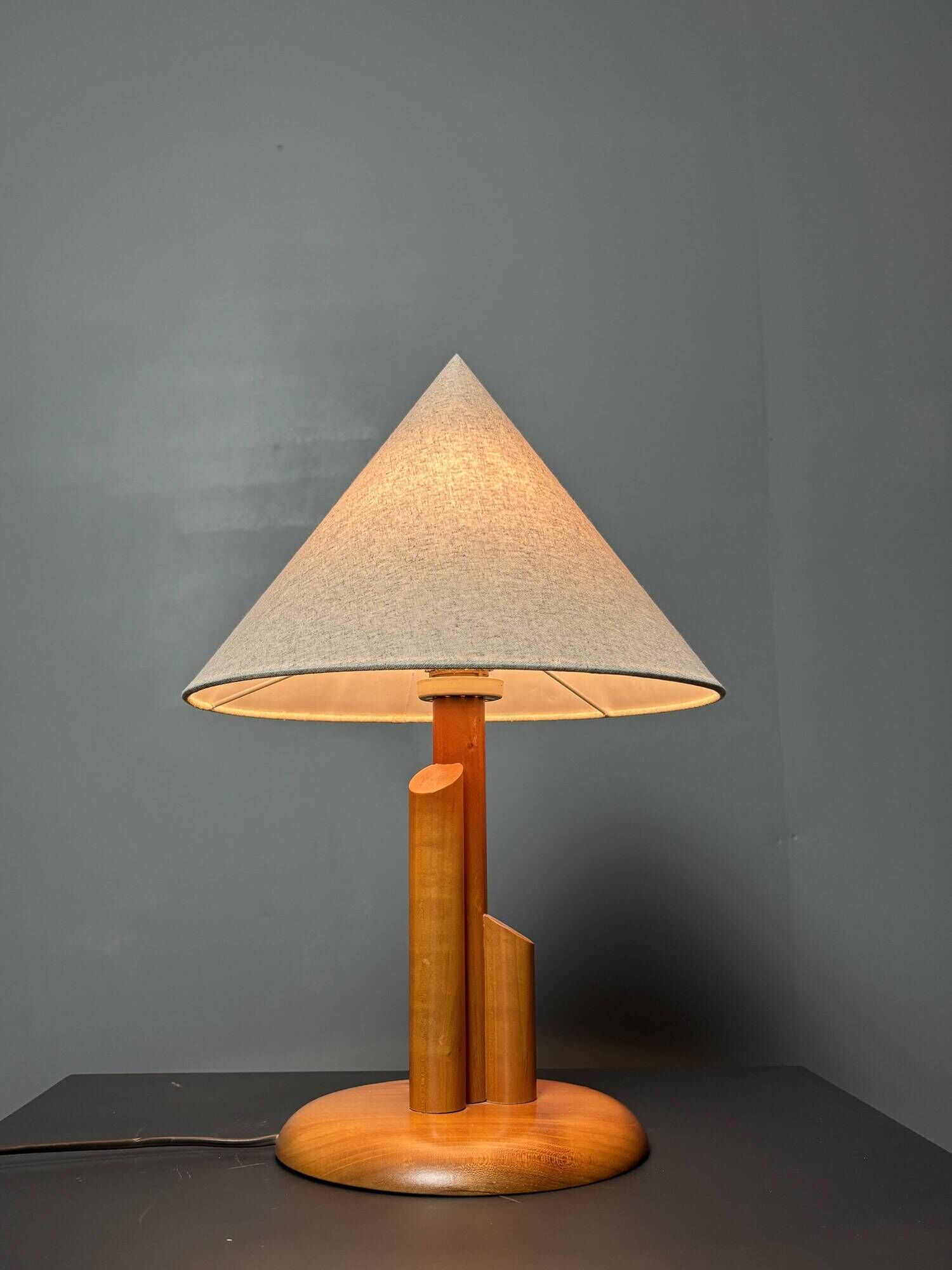 Midcentury Scandinavian pine skyscraper table lamp, 1970s