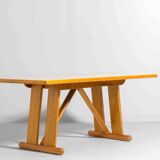 Geometrical dining table in oak, Italy 1980s