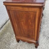 4 drawer chest of drawers in walnut with red marble top from the 19th century