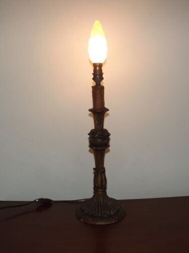 Vintage carved wooden lamp
