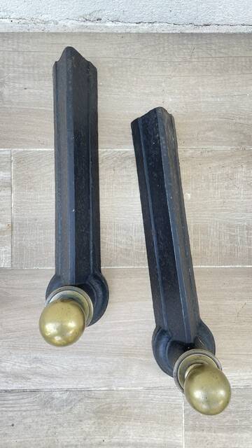Chenets neoclassical cast iron and brass