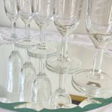 6 engraved antique champagne flutes