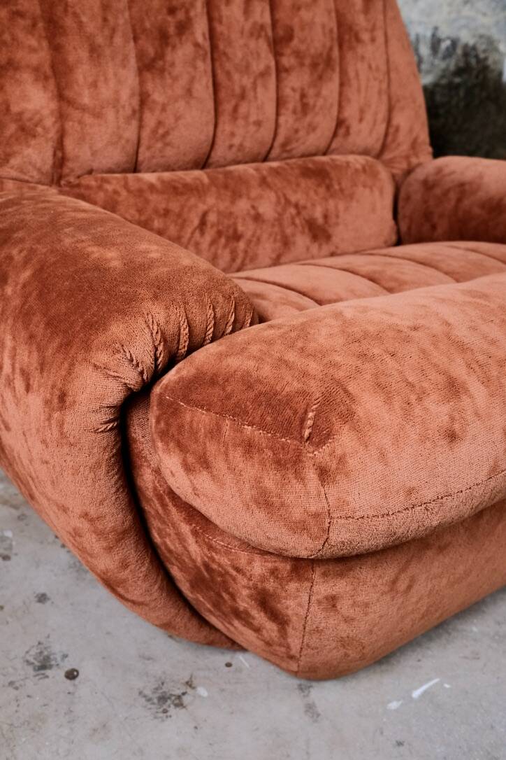 Pair of squirrel velvet armchairs, France, 1970s
