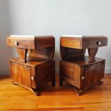 Paire de tables de chevet en noyer blond, Art déco 1940