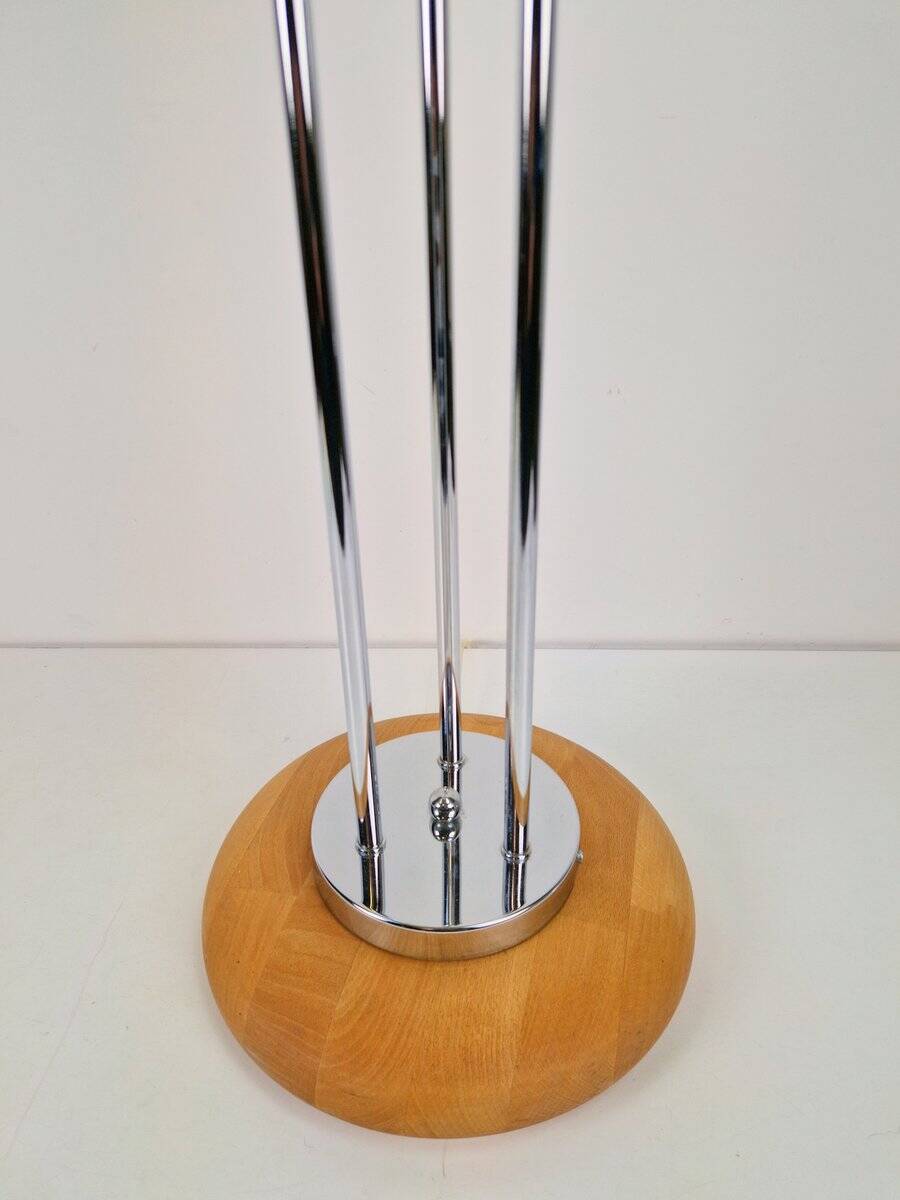 Vintage Mushroom Opaline Glass and Chrome Table Lamp, 1970s