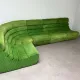 Modular green velvet corner sofa, 1970s