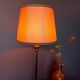 Silver metal living room lamp, cream shade, 1950s