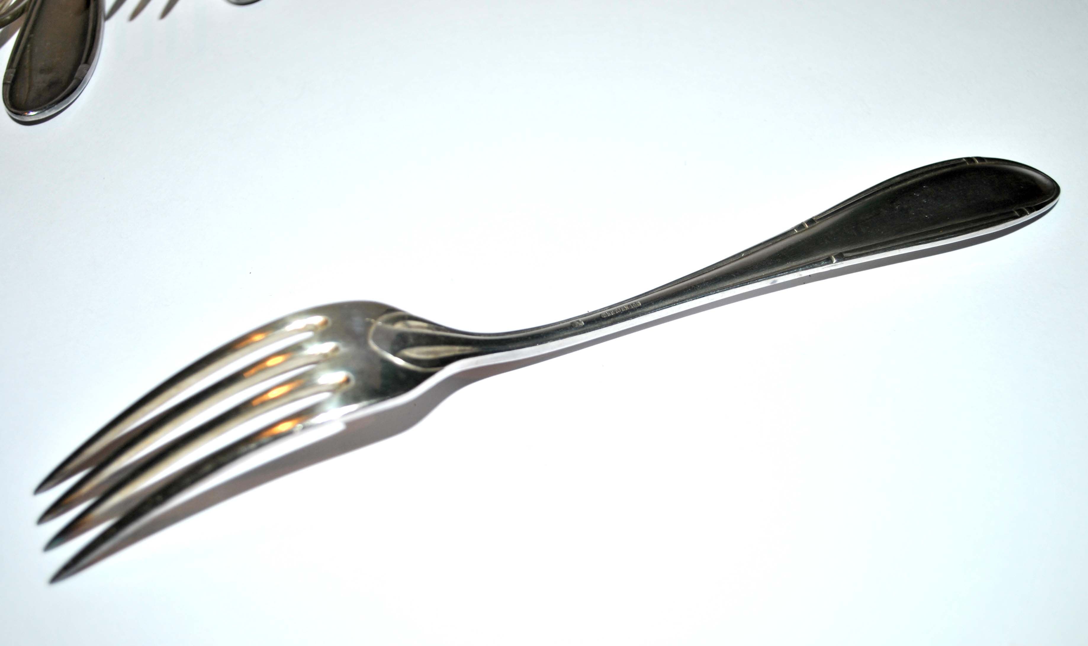 Series of 6 vintage table forks in silver metal deetjen 100 21.5cm
