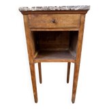 Table de chevet ancienne en bois et marbre