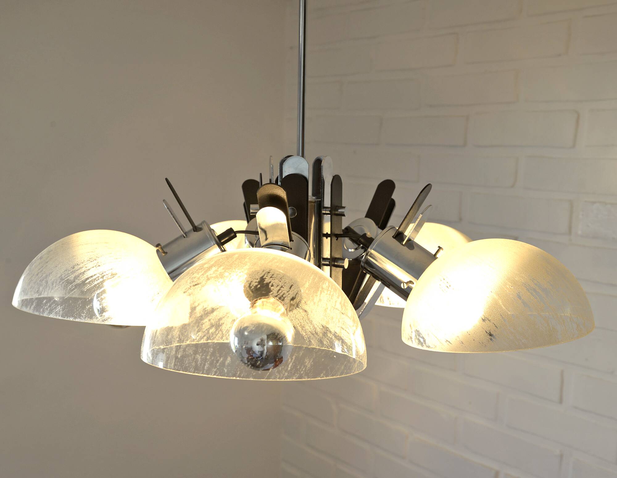 Vintage Mid Century Modern Sputnik Brutalist light Fixture Hanging Lamp