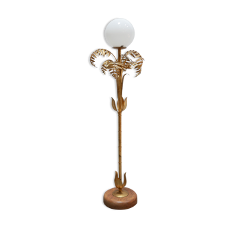 Vintage palm lamp in gilded metal