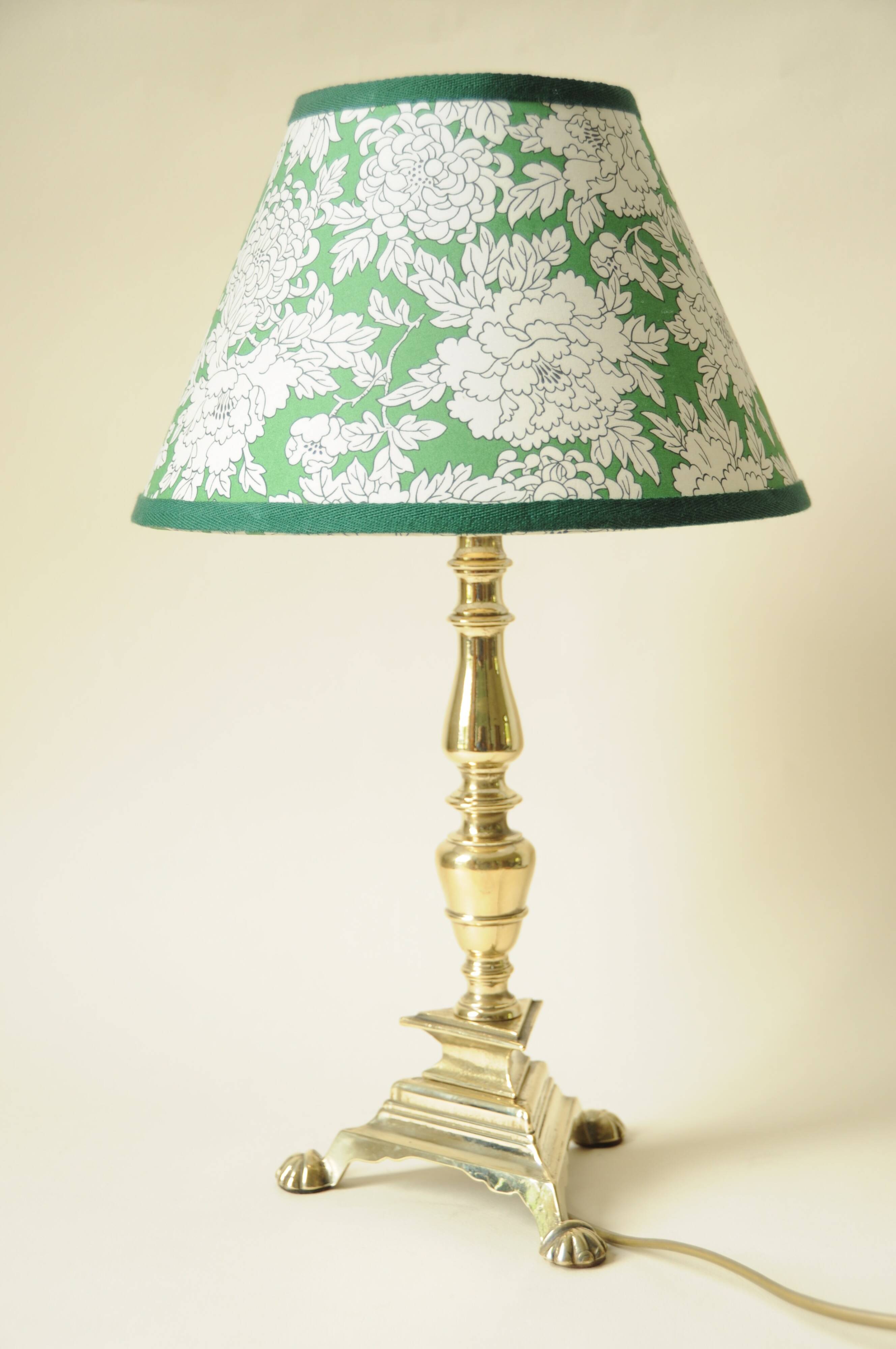 Brass Floor Lamp - Green Liberty Flower Shade