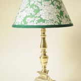 Lampe à Pied en Laiton - Abat-Jour Fleurs Liberty Vert