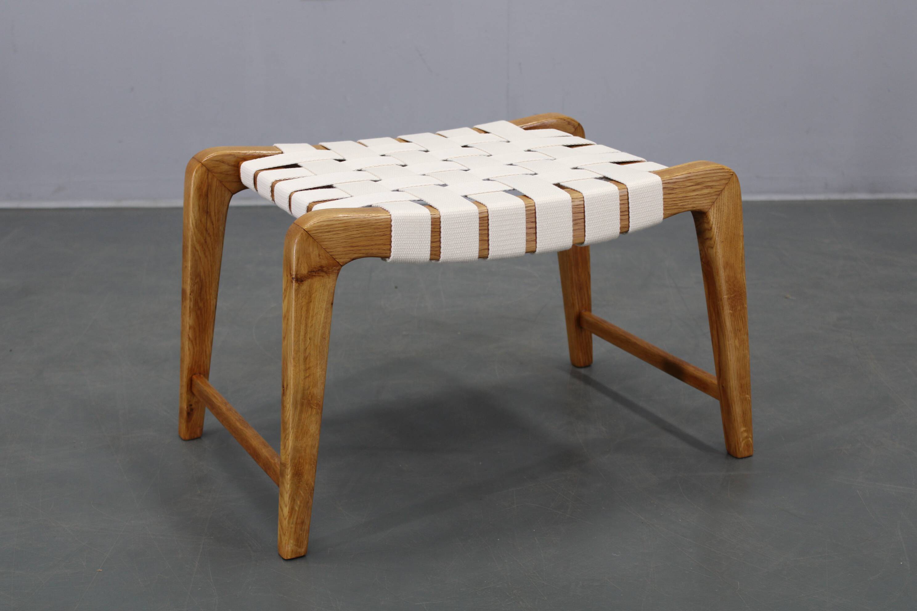 Jan Vaněk mid-century oak stool, Czechoslovakia, 1950s