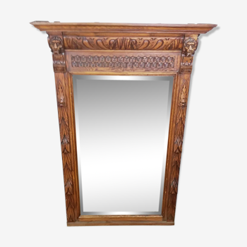 Carved oak trumeau mirror 72x123cm