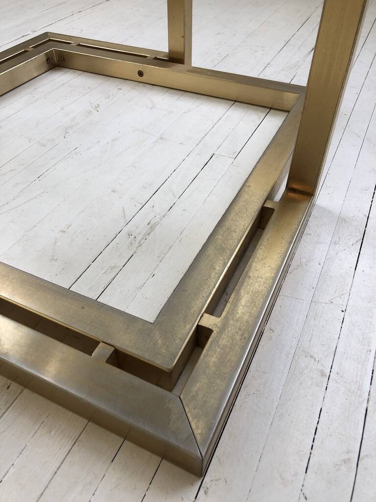 Octagonal table Italy 70 glass and brass