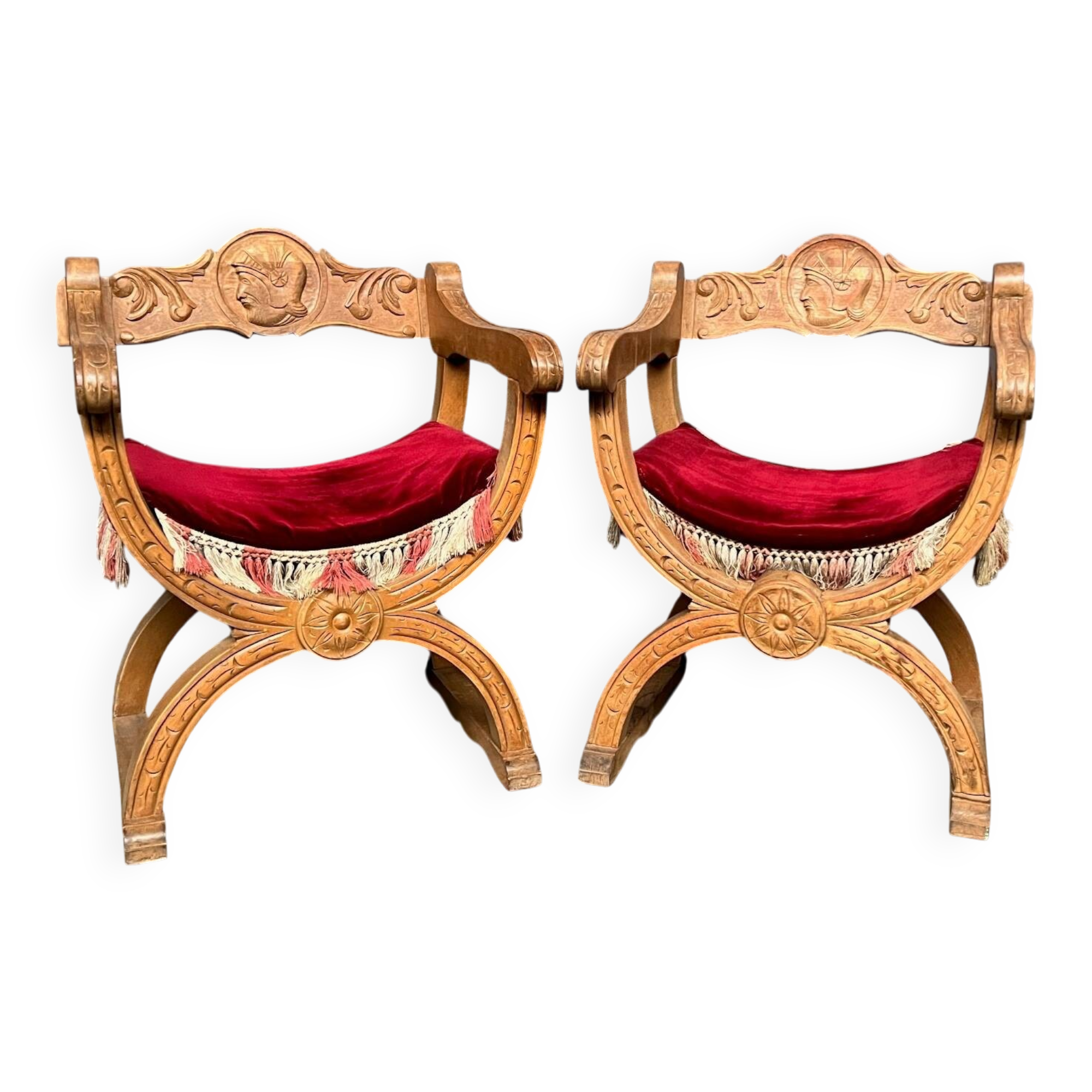Pair of Dagobert armchairs. Solid oak.