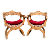 Pair of Dagobert armchairs. Solid oak.