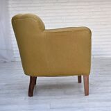 1960s, pair of Danish armchairs, green furniture wool, ash wood legs.