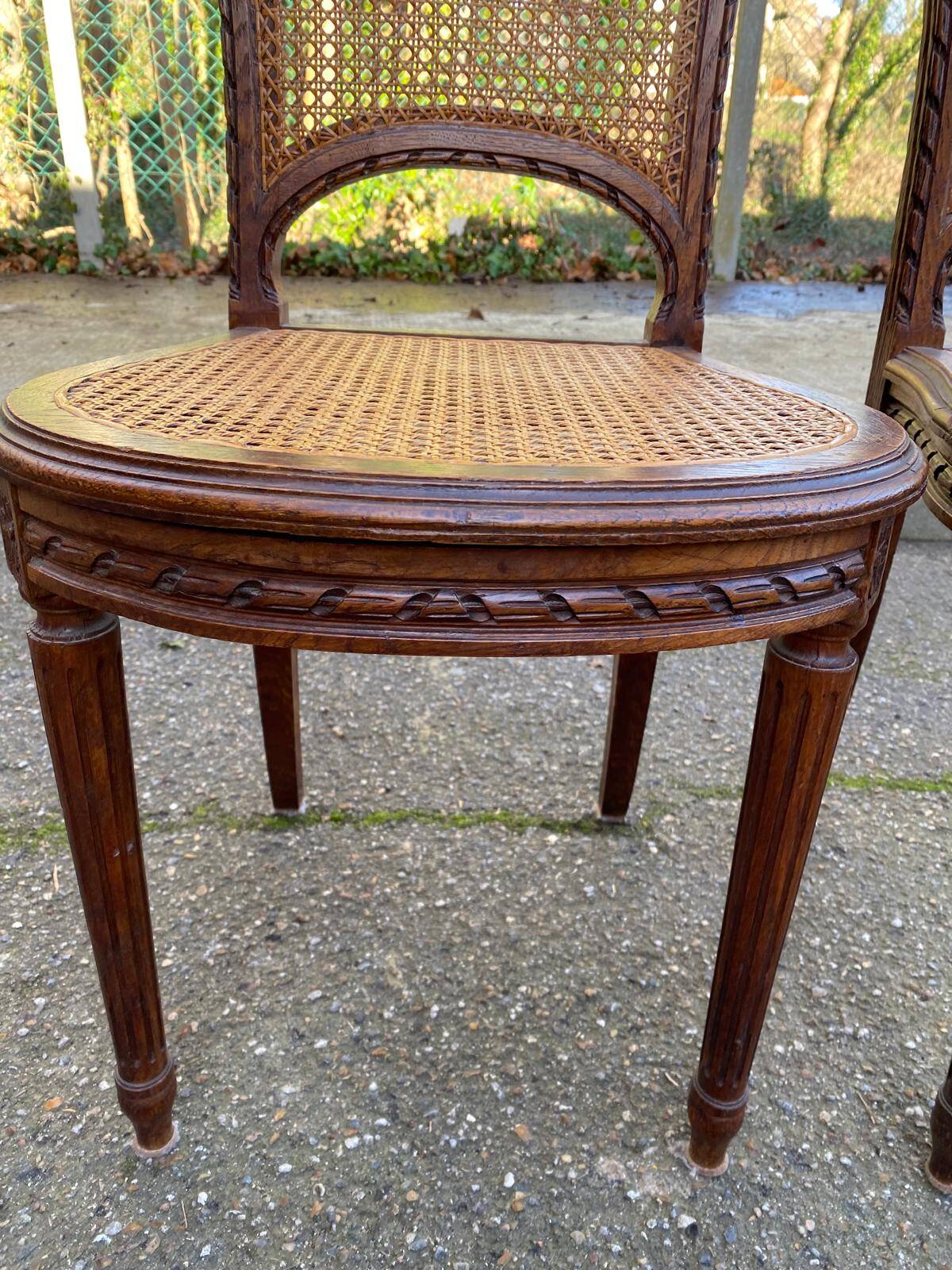 2 caned Louis XVI chairs from the 19th century