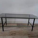 Vintage coffee table in glass and mirror strips