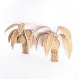 Paire d’appliques « cocotier/palmier » en rotin