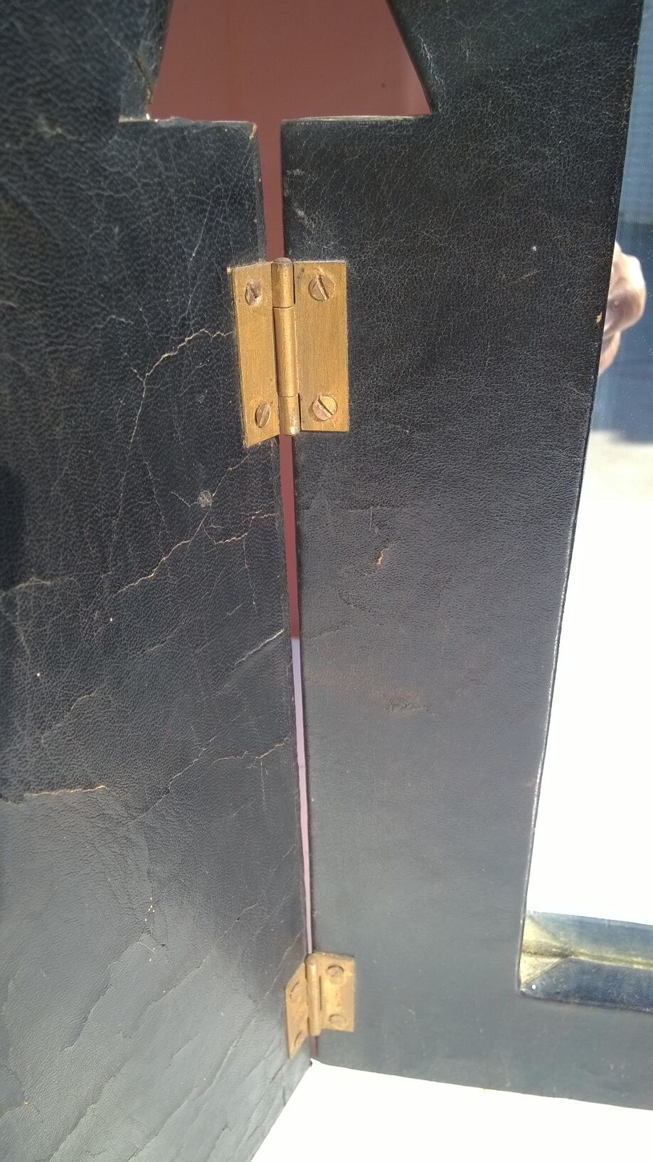 Oriental mirror leather and nails 28x55cm