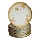8 assiettes en porcelaine de Limoges, Martial Redon / Art Nouveau
