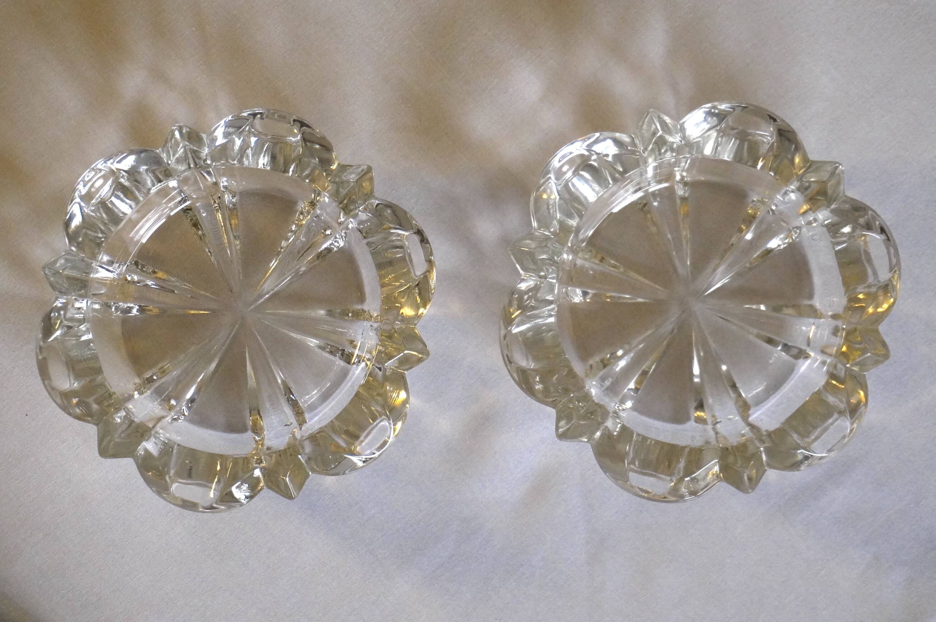 Set of 2 crystal ashtrays / pocket trays from Reims