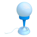 Space Age ball lamp in white opaline and blue plastic, 1970s