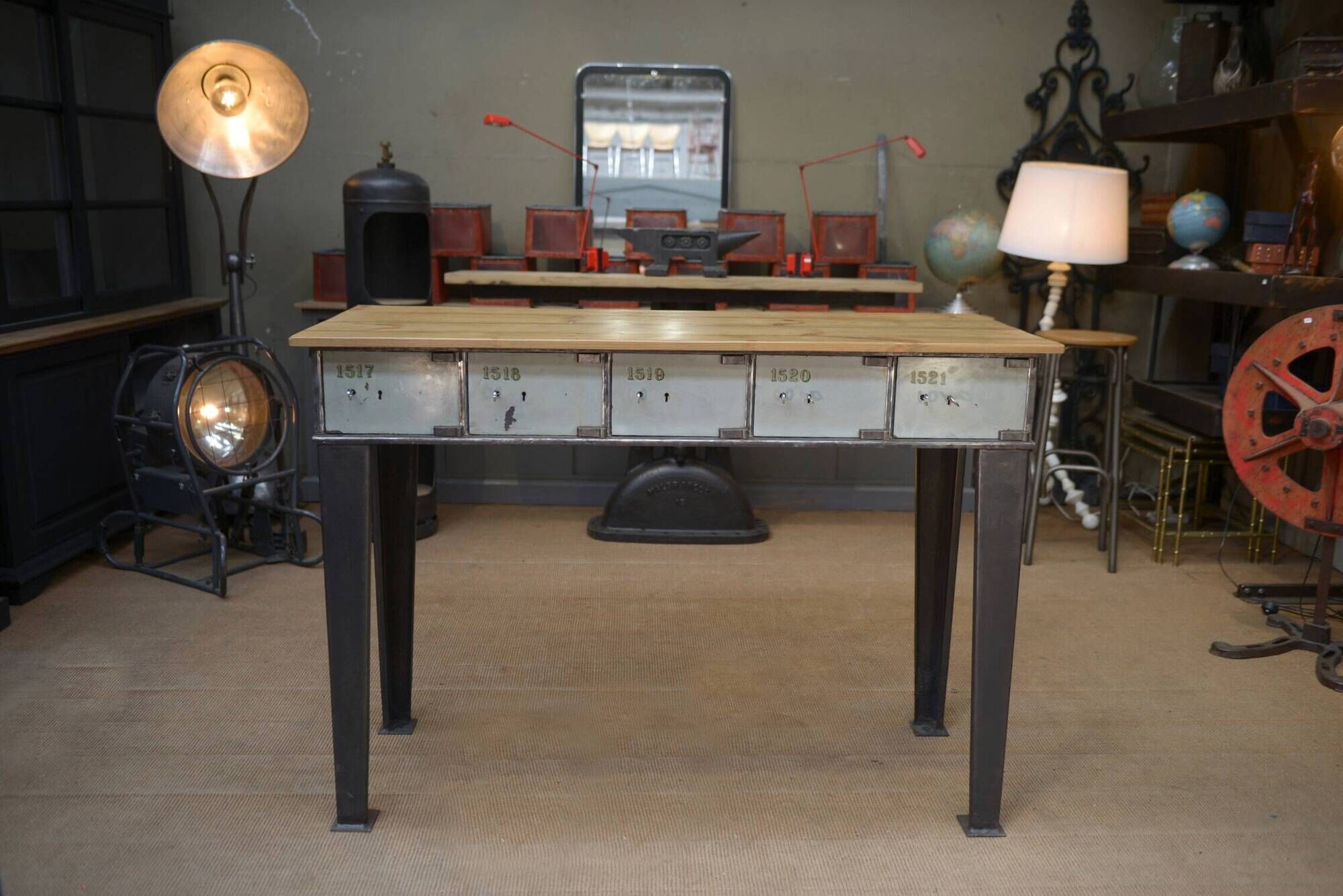 Console furniture from the Banque de France metal 1950
