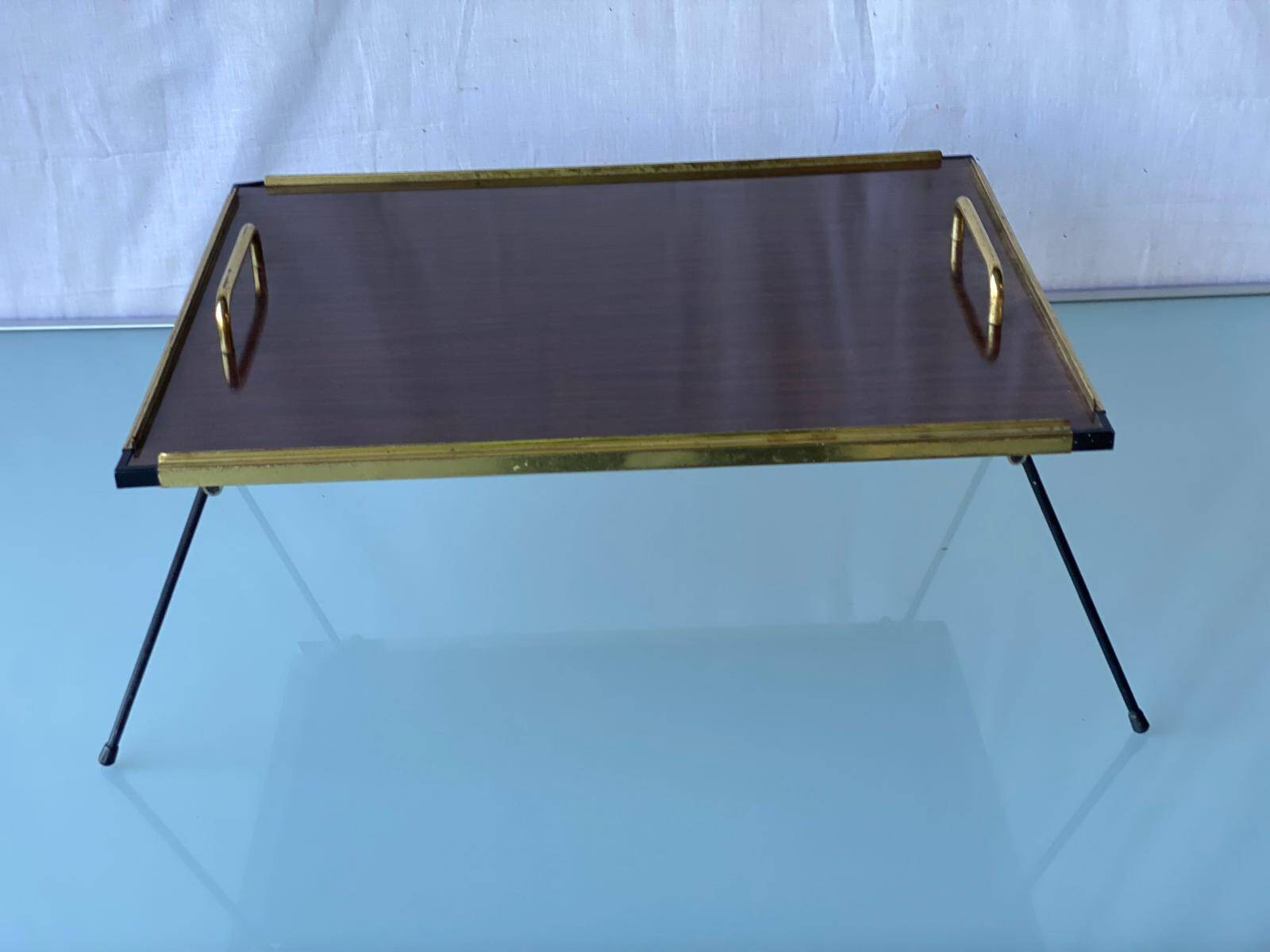 Vintage folding breakfast tray in gilded rosewood 50x40