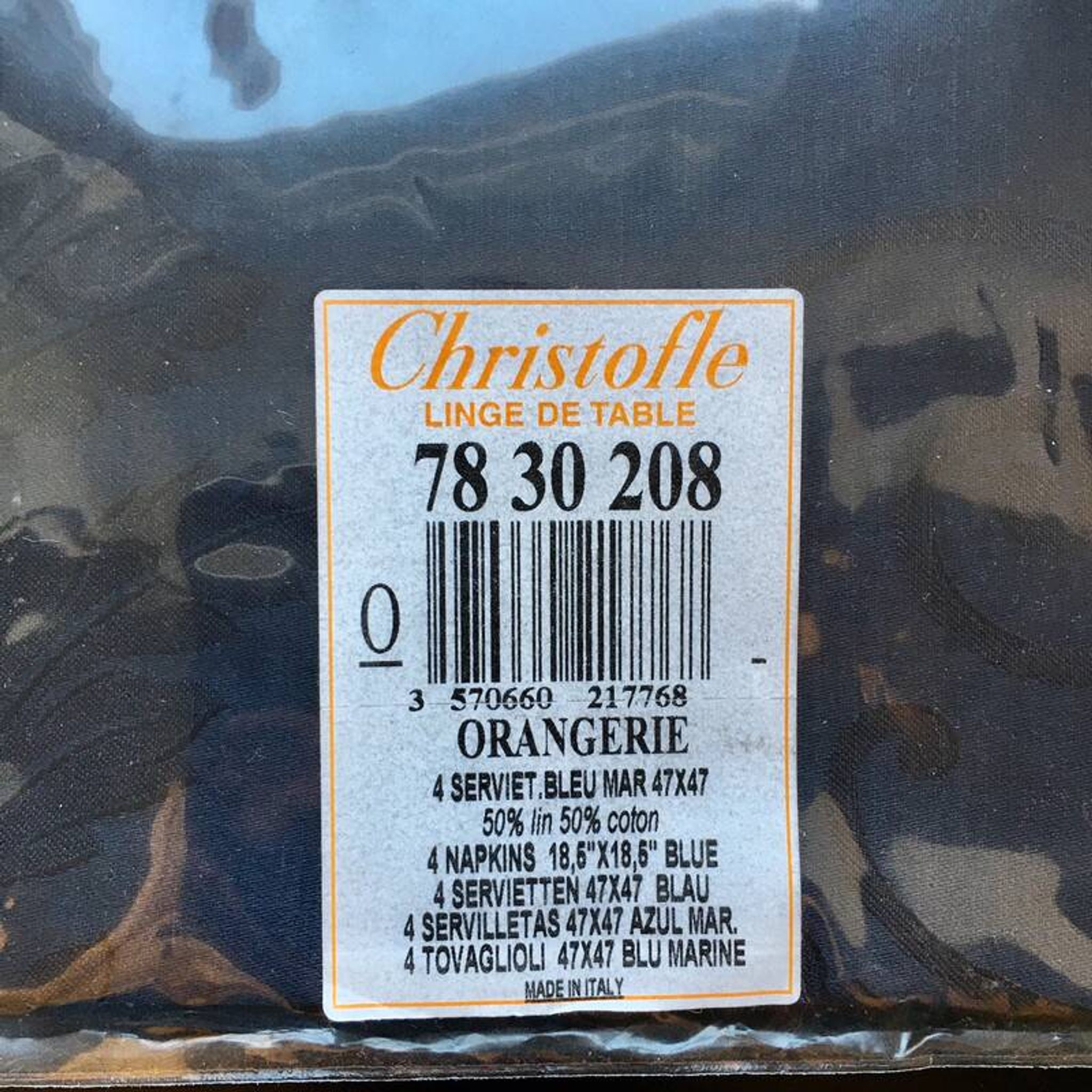 Christofle "Orangerie" Napkin Linen & Cotton Navy Blue