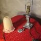 nickel lamp 1900 chiseled, glass paste eggshell and fuchsia 40x9 magnificent